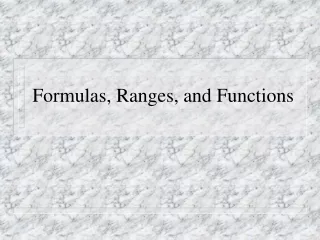 Formulas, Ranges, and Functions