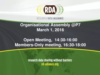 RDA ORGANISATIONAL ASSEMBLY  OPEN MEETING