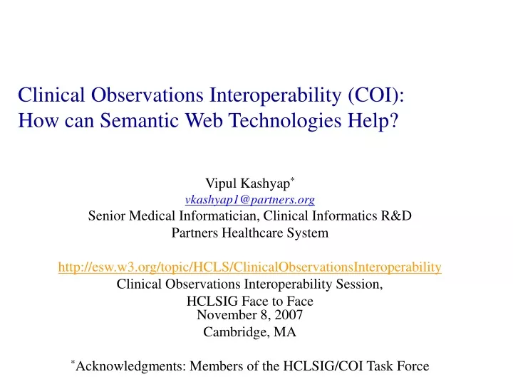 clinical observations interoperability coi how can semantic web technologies help