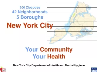 200 Zipcodes 42 Neighborhoods 5 Boroughs New York City