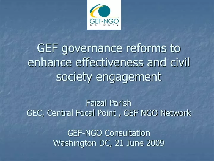 gef governance reforms to enhance effectiveness