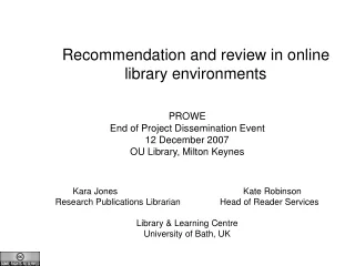 Recommendation and review in online library environments