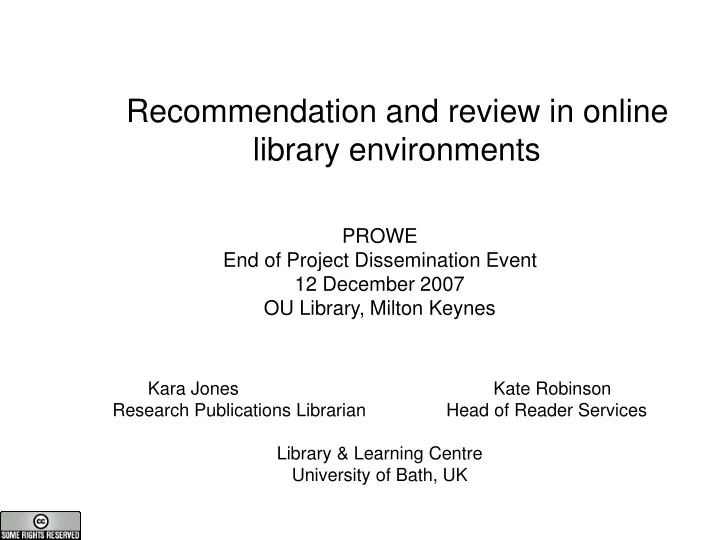 recommendation and review in online library environments