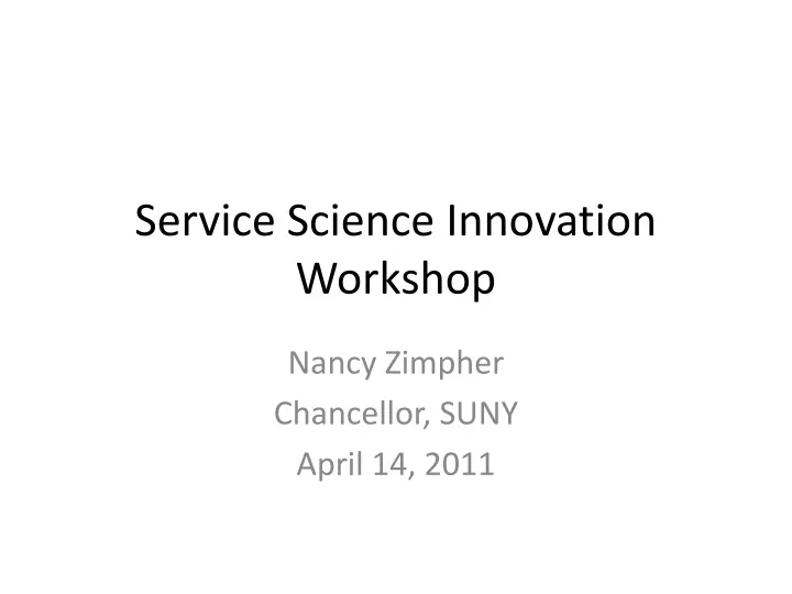 service science innovation workshop