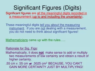Significant Figures (Digits)