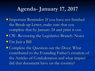 Agenda- January 17, 2017