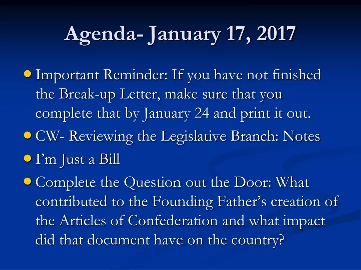 agenda january 17 2017