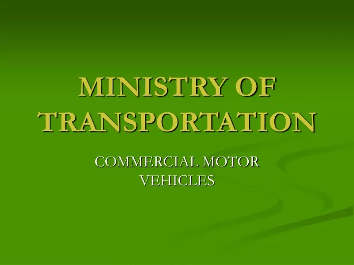ministry of transportation