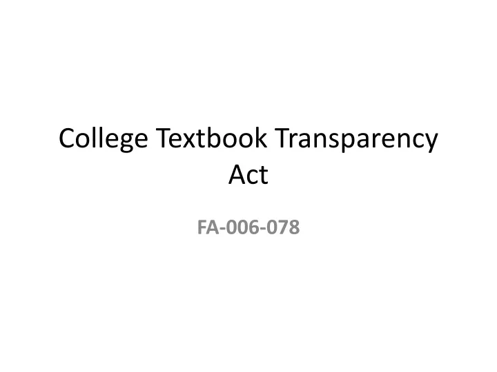 college textbook transparency act