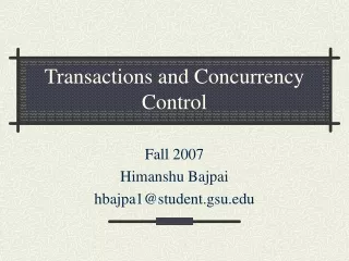 Transactions and Concurrency Control