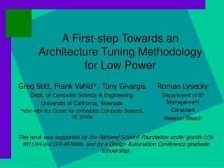 A First-step Towards an Architecture Tuning Methodology for Low Power