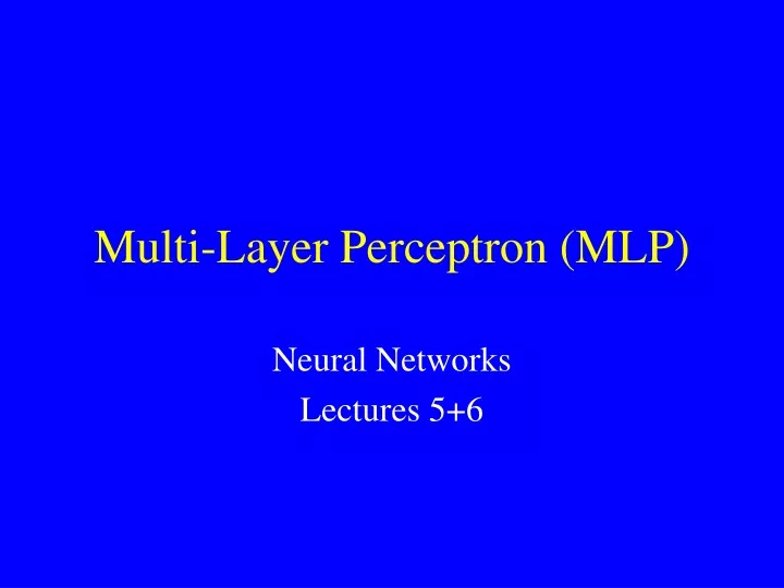 multi layer perceptron mlp
