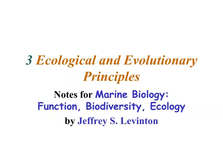 3 ecological and evolutionary principles