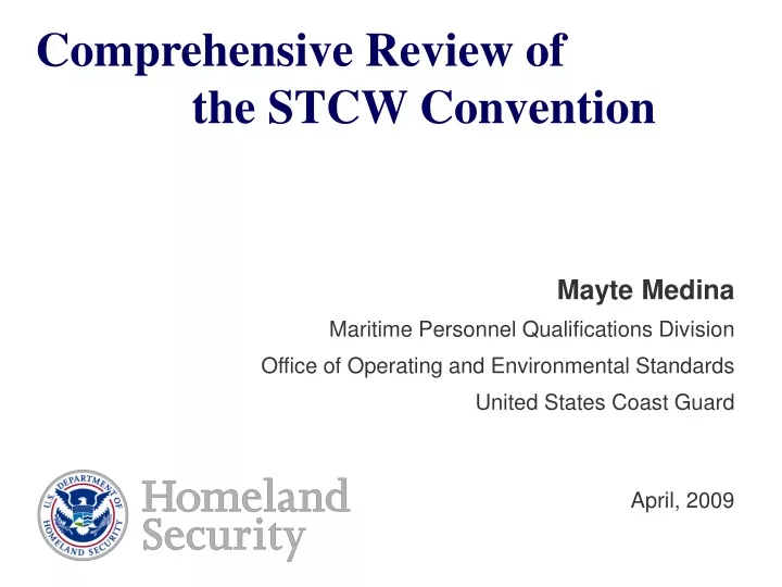 comprehensive review of the stcw convention