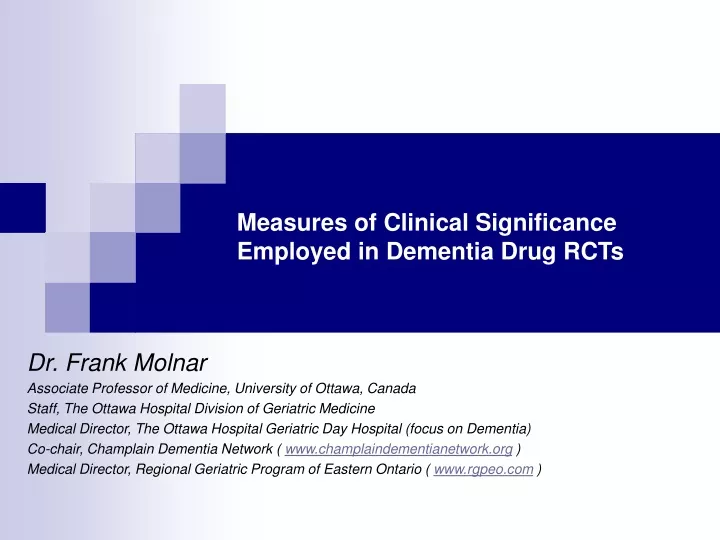 measures of clinical significance employed in dementia drug rcts