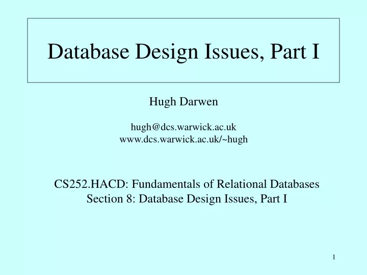 database design issues part i