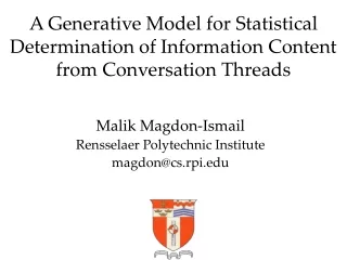 A Generative Model for Statistical Determination of Information Content from Conversation Threads