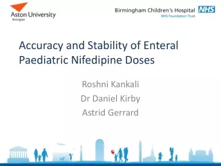 Accuracy and Stability of Enteral Paediatric Nifedipine Doses