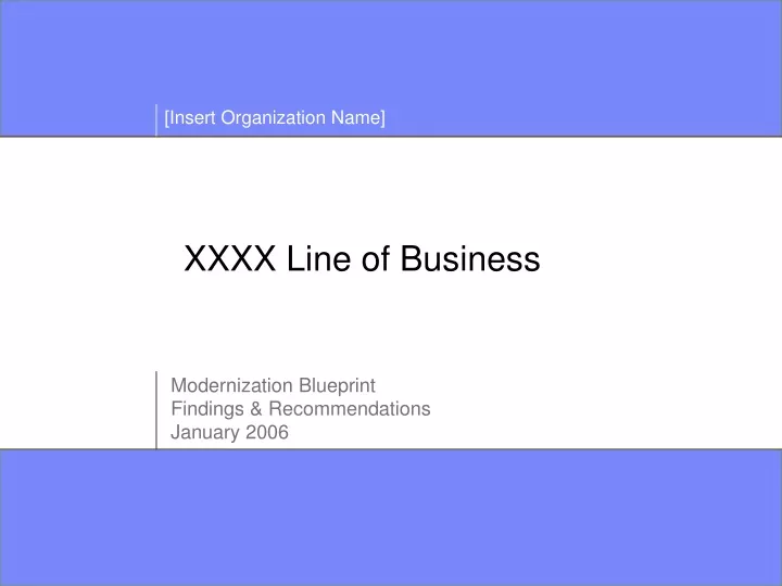 modernization blueprint findings recommendations january 2006