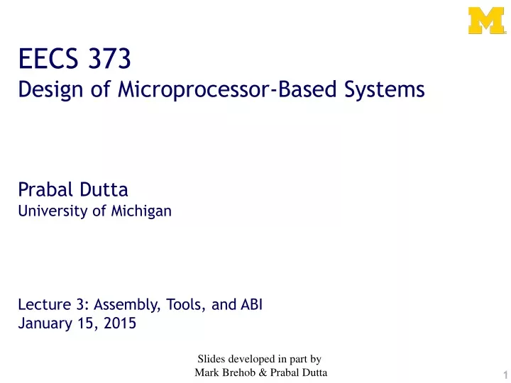 eecs 373 design of microprocessor based systems