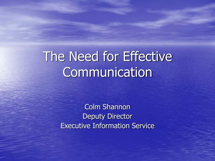 the need for effective communication
