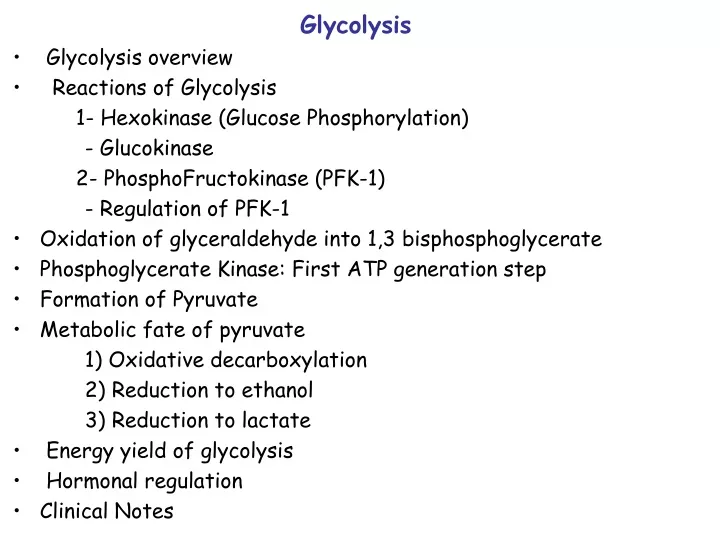 glycolysis glycolysis overview reactions