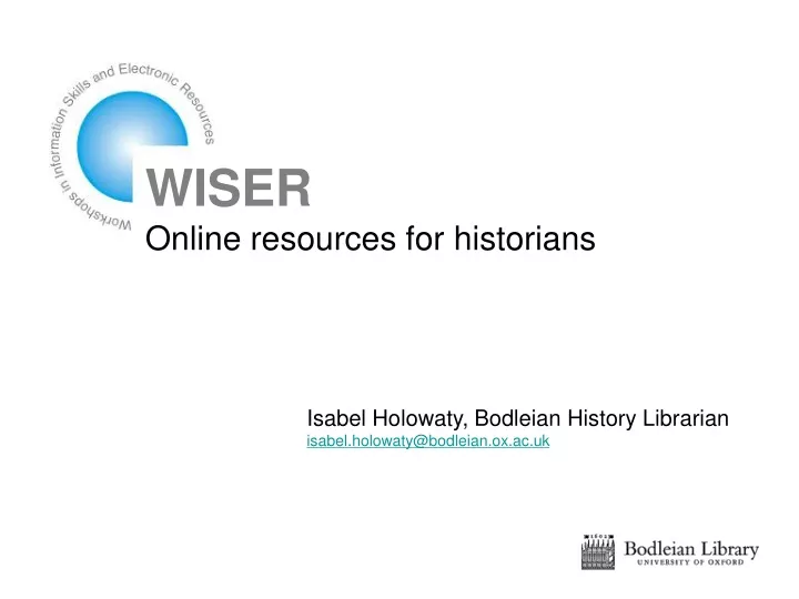 wiser online resources for historians