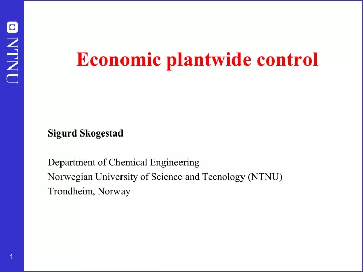 economic plantwide control