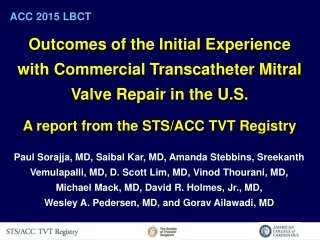 Outcomes of the Initial Experience with Commercial Transcatheter Mitral Valve Repair in the U.S.
