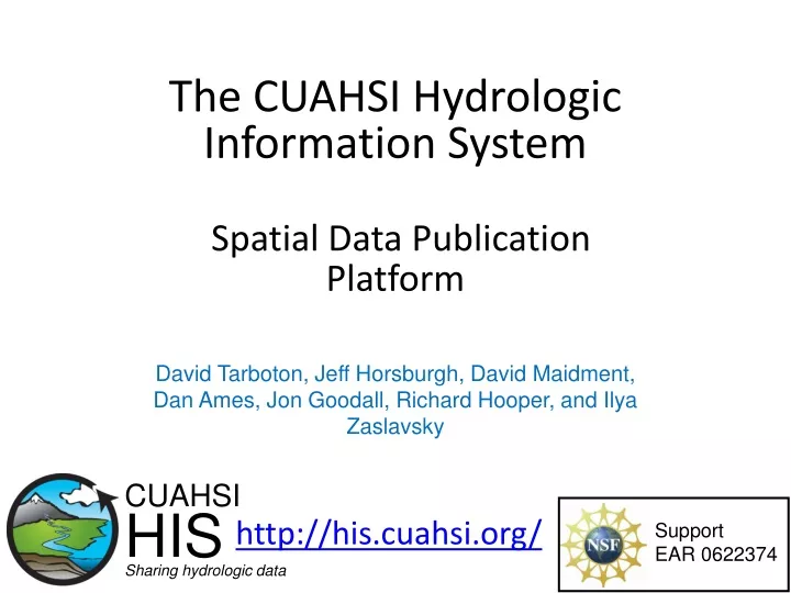 the cuahsi hydrologic information system spatial data publication platform