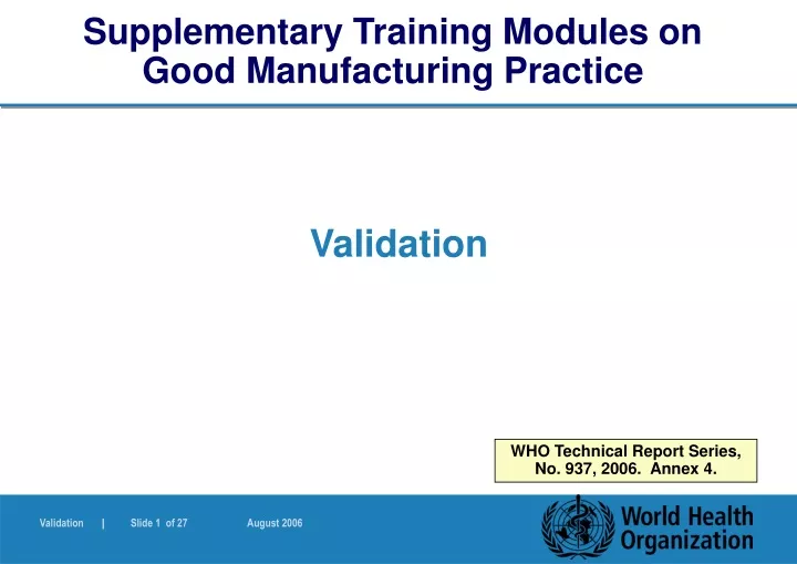 supplementary training modules on good