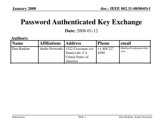 Password Authenticated Key Exchange