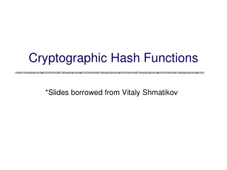 Cryptographic Hash Functions