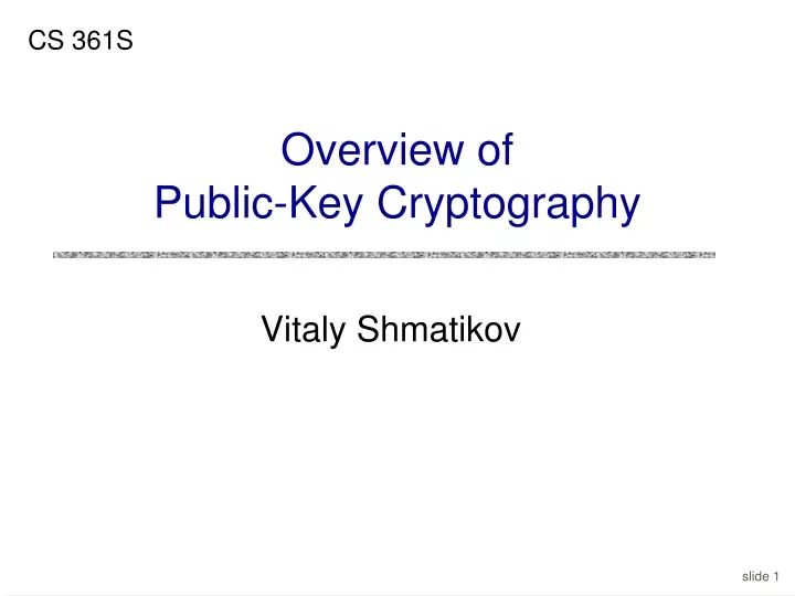 overview of public key cryptography