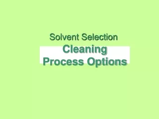 Cleaning Process Options