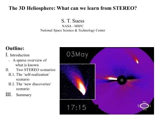The 3D Heliosphere: What can we learn from STEREO? S. T. Suess NASA - MSFC
