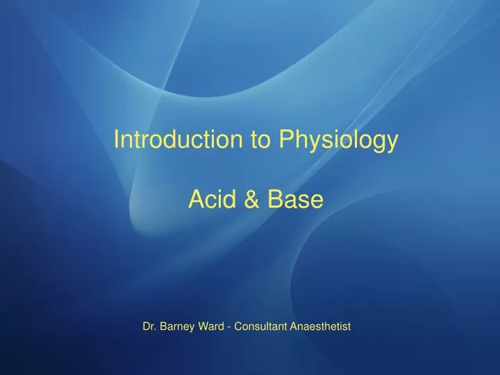 introduction to physiology acid base