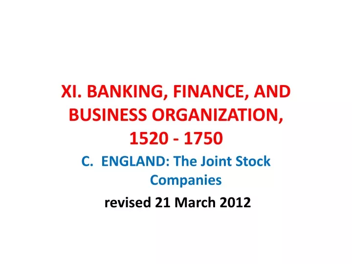 xi banking finance and business organization 1520 1750