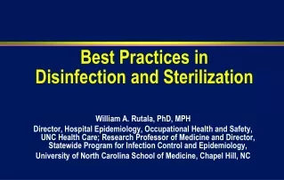 Best Practices in  Disinfection and Sterilization