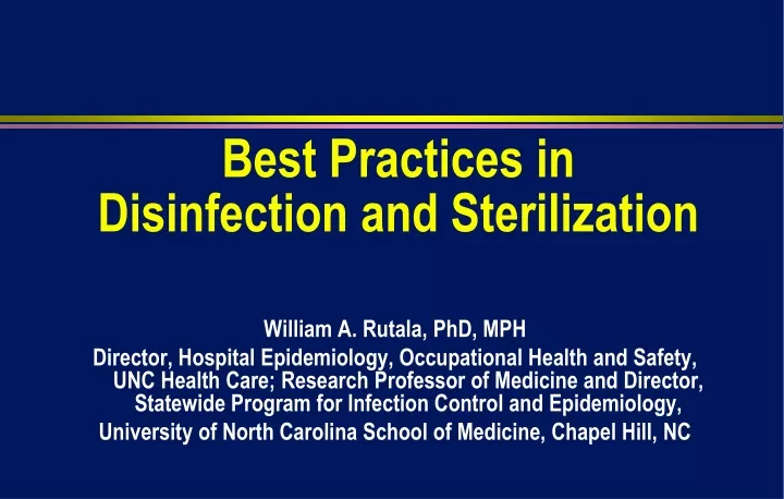 best practices in disinfection and sterilization