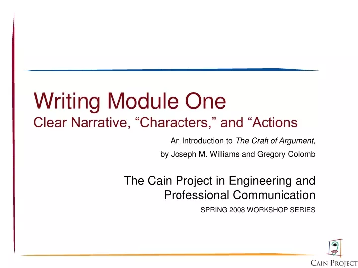 writing module one clear narrative characters and actions
