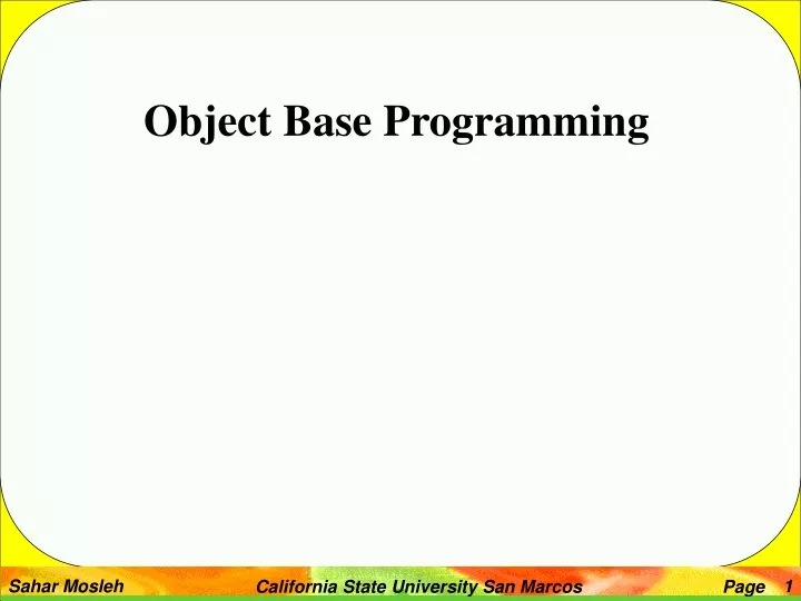 object base programming