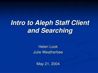 Intro to Aleph Staff Client and Searching
