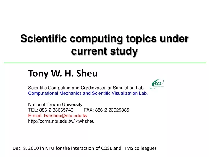 scientific computing topics under current study