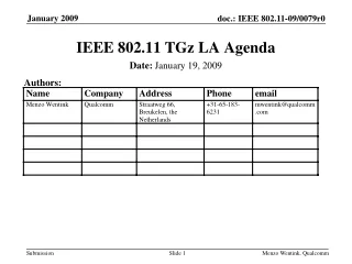 IEEE 802.11 TGz LA Agenda