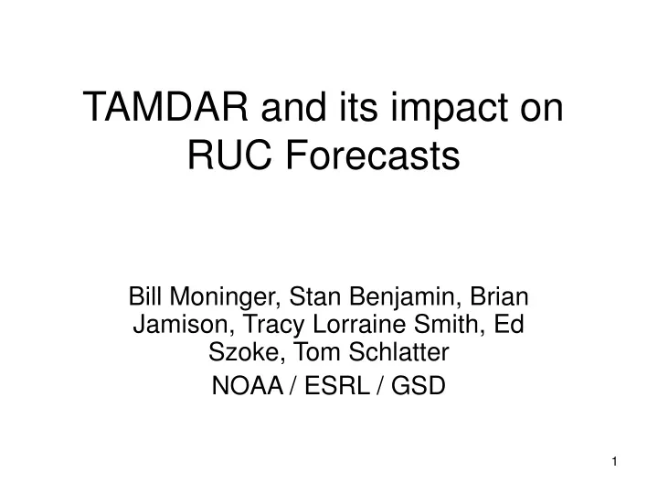 tamdar and its impact on ruc forecasts