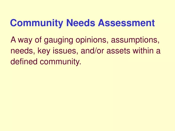 community needs assessment