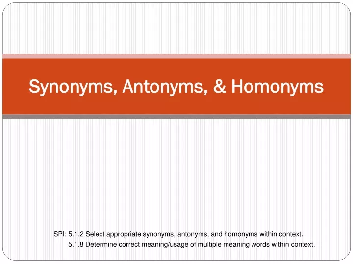 synonyms antonyms homonyms