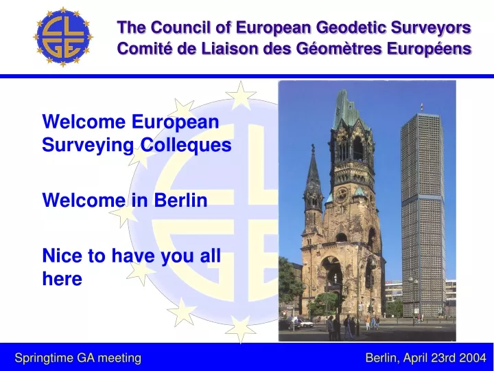welcome european surveying colleques welcome