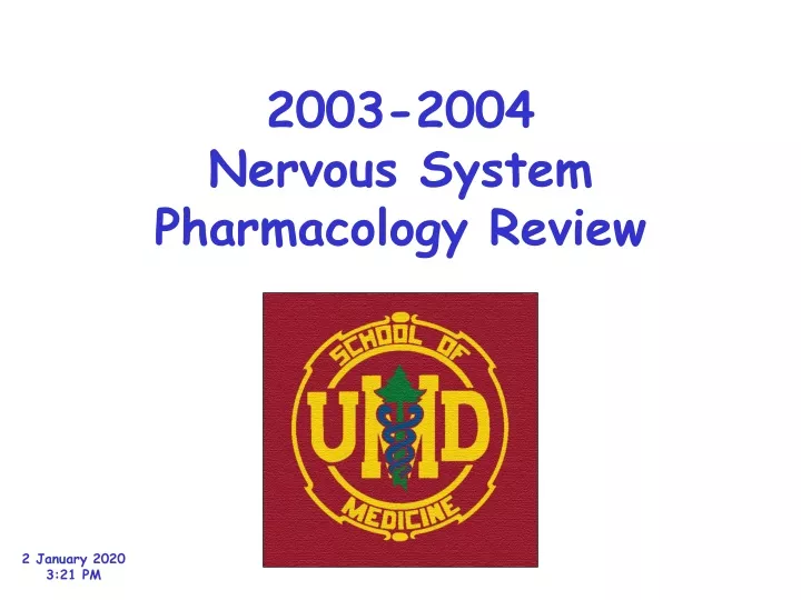 2003 2004 nervous system pharmacology review
